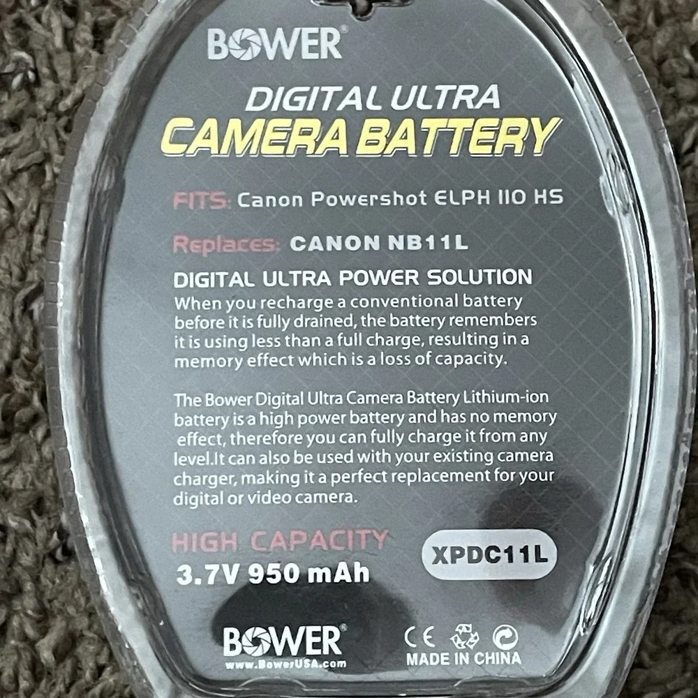 Lot of 2 Bower XPDC11L Rechargeable Battery‎ Replacement Canon NB-11L New Sealed